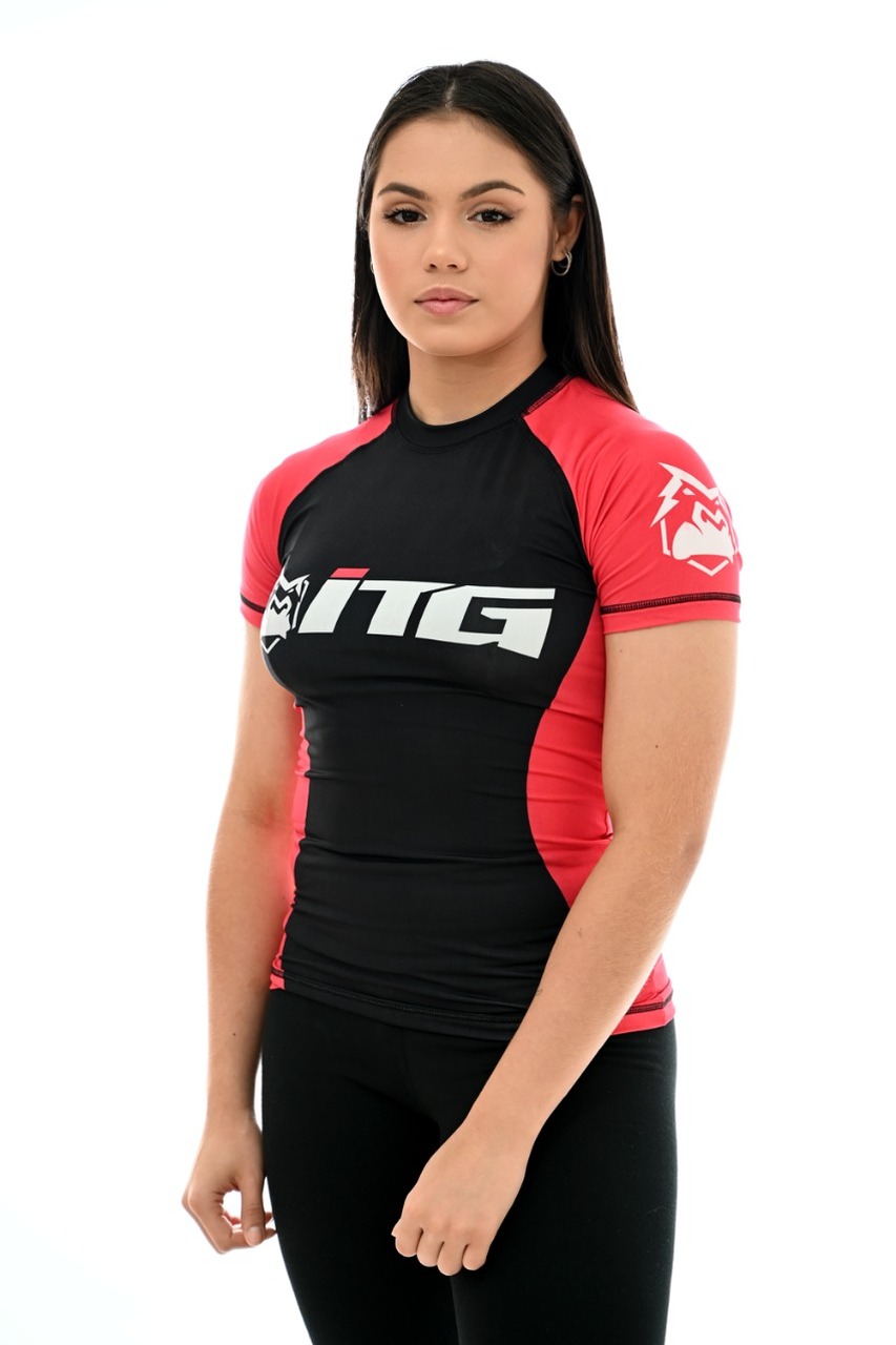 Rash Guard Feminina ITG Manga Curta Vermelha