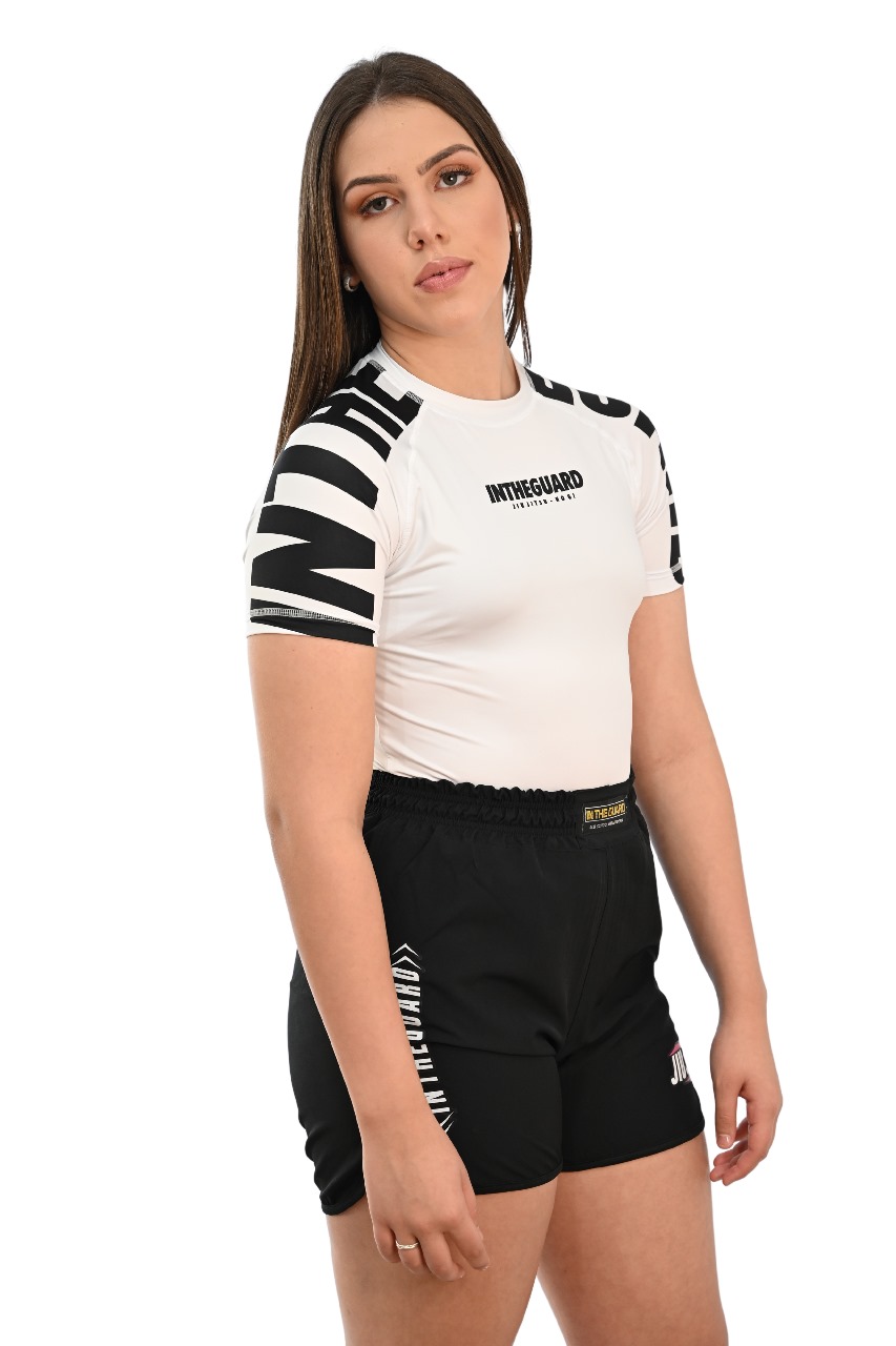 Rash Guard Feminina Cores Faixas Branca