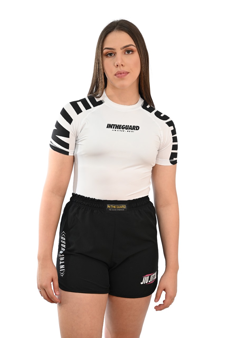 Rash Guard Feminina Cores Faixas Branca