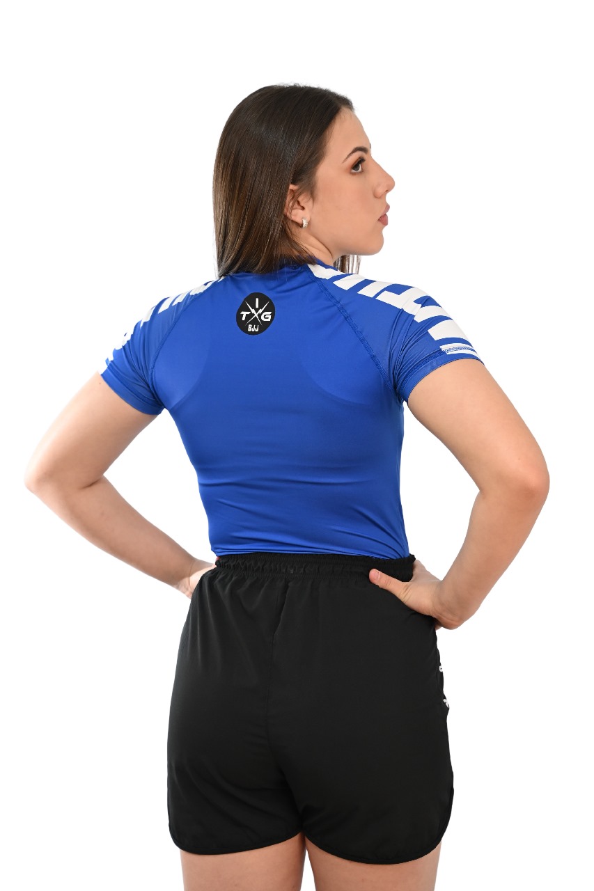 Rash Guard Feminina Cores Faixas Azul