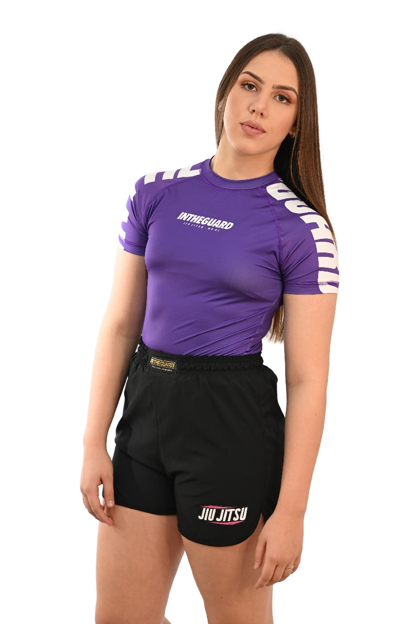 Rash Guard Feminina Cores Faixas Roxa