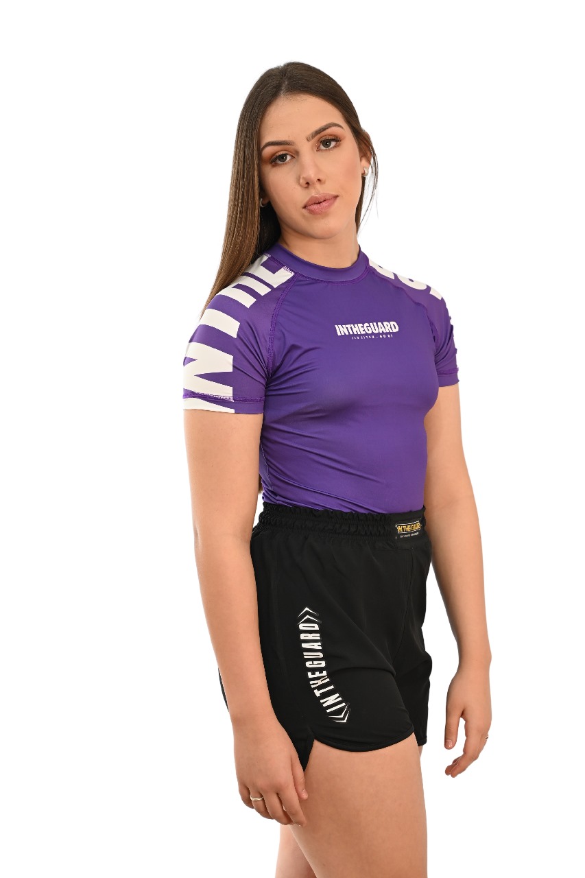 Rash Guard Feminina Cores Faixas Roxa